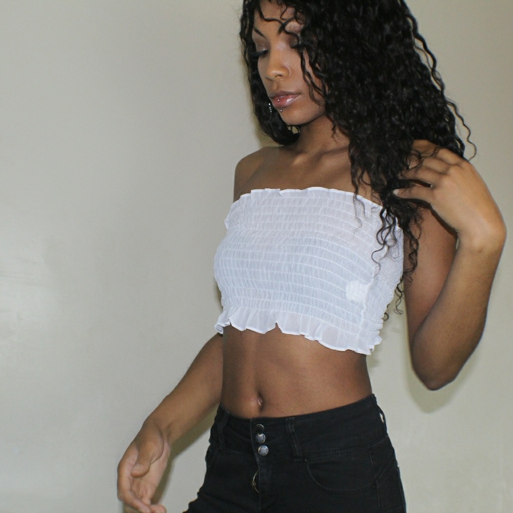 WHITE SUMMER CROP TUBE TOP